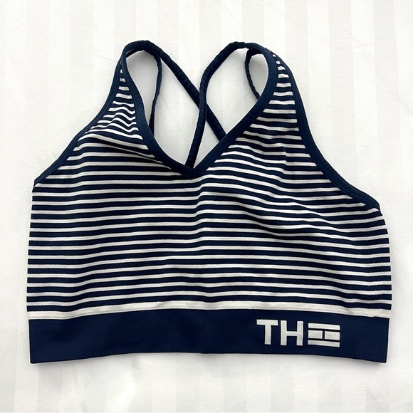 Tommy Hilfiger Striped Sports Bra in Blue and White - Size M - Picture 1 of 4